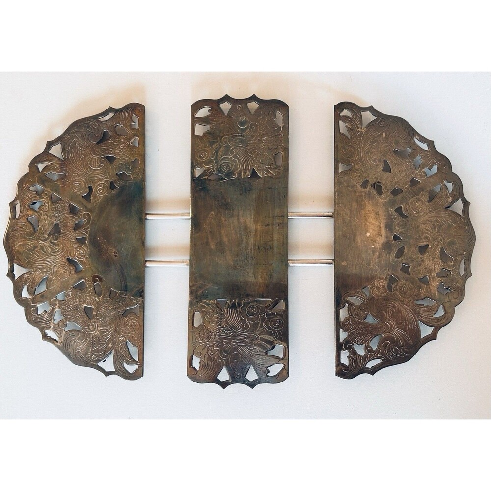 Vtg Raimond Oval Pierced Silver Plate Metal Trivet Expandable Adjustable Spain - Picture 2 of 5